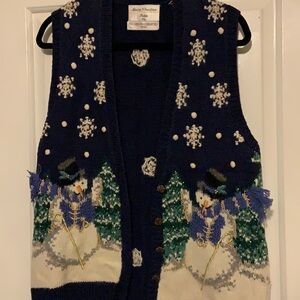 Marisa Christina 1995 Christmas Collection Snowman Sweater Vest PETITE AS IS